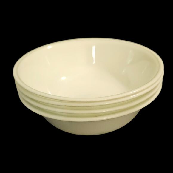 Set of 4 Corelle by Corning 6.25" Green Rim Cereal Bowls Made in USA Vintage - Picture 3 of 6